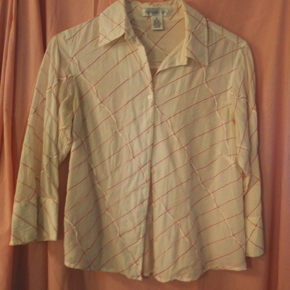 Pursuits Ltd Pink and White Blouse
